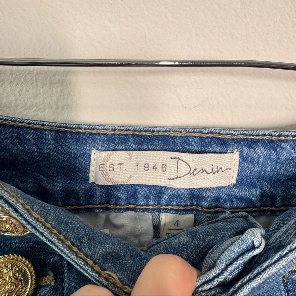Cato denim midi shirt with gold hardware sz 4 - Picture 4 of 11
